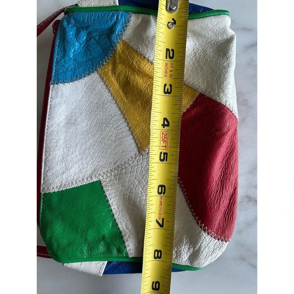 Sereta Vintage 90s‎ Patchwork Leather Crossbody Bag Primary Colorblock Pop Art
